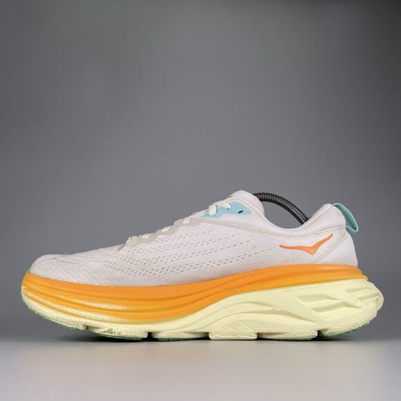 Hoka One One Bondi 8 Men’s 10.5 D Blanc De Blanc Solar Running Sneakers Shoe GUC - Picture 7 of 9